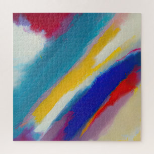 "Azure Cascade" Abstract Art Jigsaw Puzzle