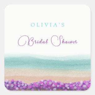 Azure Coast in Bloom Bridal Shower  Square Sticker