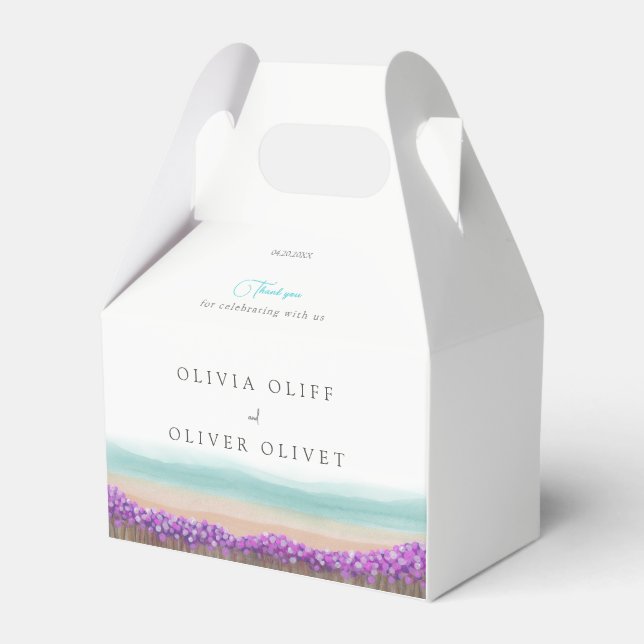 Azure Coast in Bloom Wedding Favor Box (Front Side)