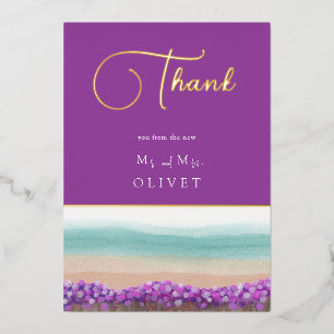 Azure Coast in Bloom Wedding Thank You Card