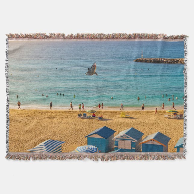 Azure Coast Retreat Throw Blanket (Front)