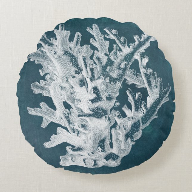 Azure Coral I Round Pillow (Front)