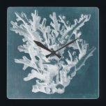 Azure Coral I Square Wall Clock<br><div class="desc">Marine Life</div>