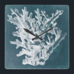 Azure Coral I Square Wall Clock<br><div class="desc">Marine Life</div>