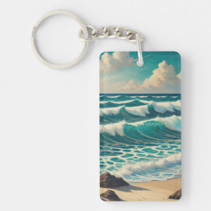 Azure Crest Tide Keychain