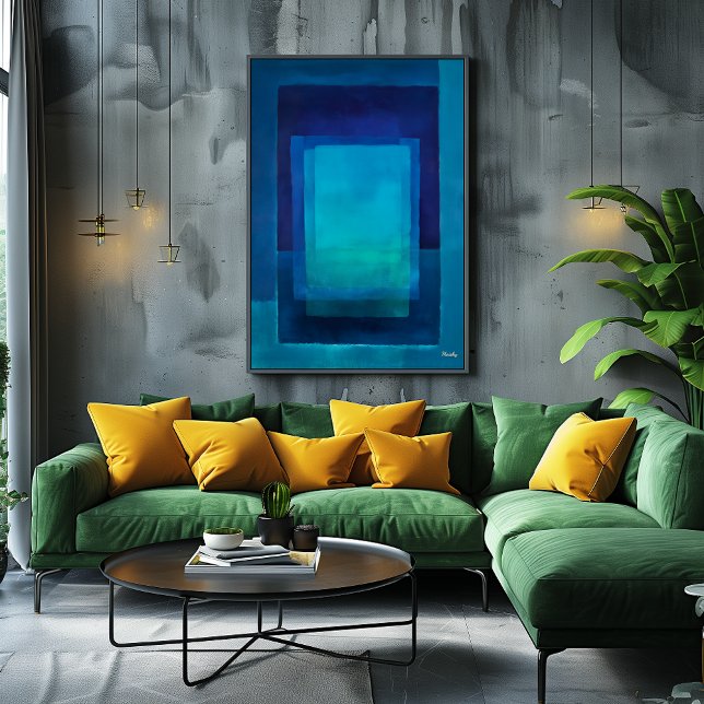 Azure Depth Color Field Abstract Modern Art Poster (Creator Uploaded)