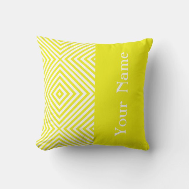 Azure Diamond Chevron w/ name @ Emporiomoffa Throw Pillow (Front)