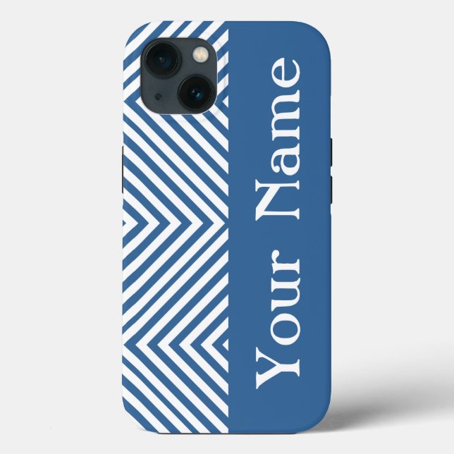 Azure Diamond Chevron with name @ Emporiomoffa Case-Mate iPhone Case (Back)