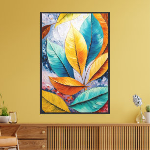 Azure Dreamscape Celestial Leaf Painting Canvas Print