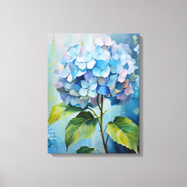 Azure Elegance: Hydrangea in Bloom Canvas Print (Front)