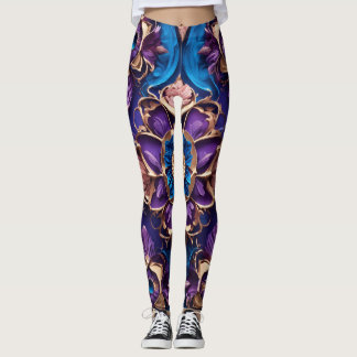 "Azure Elegance : Leggings floraux bleus luxueux"