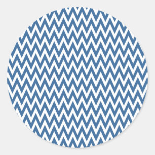Azure Elegant Chevron Design Classic Round Sticker