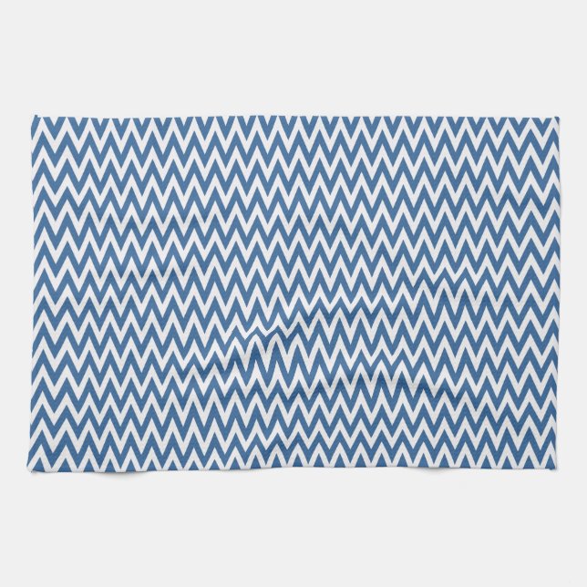 Azure Elegant Chevron Design Kitchen Towel (Horizontal)