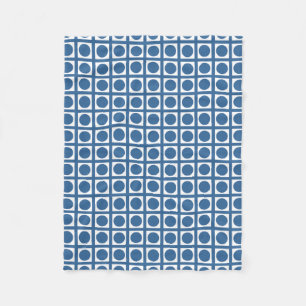 Azure Elegant Grid Dots Fleece Blanket