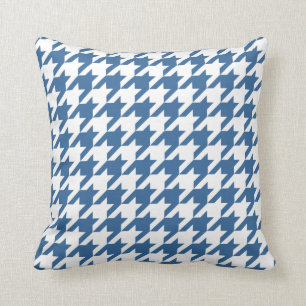 Azure Elegant Houndstooth Throw Pillow
