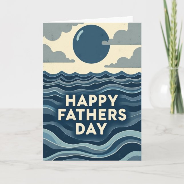 Azure Fathers Day Waves Card (Front)