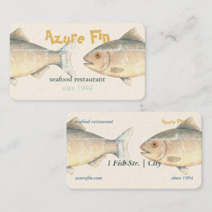 Azure Fin Elegant Fish Restaurant Business Card