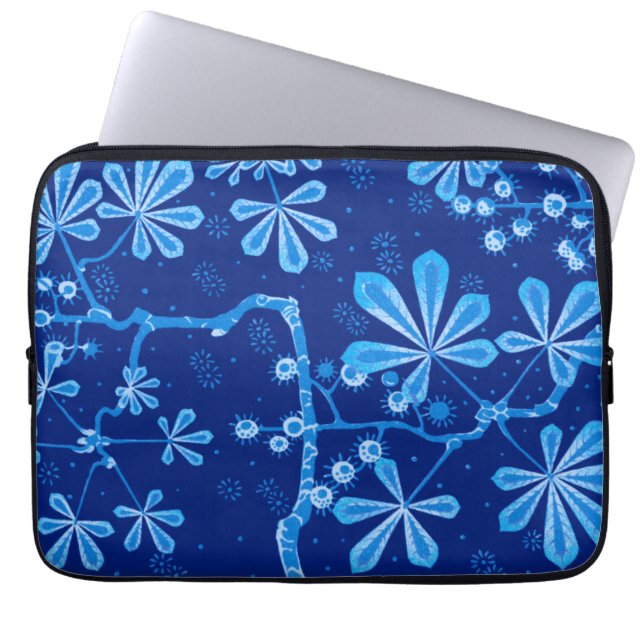 Azure Frost Flower Neoprene Laptop Sleeve (Front)