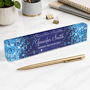Azure Glitter Navy Blue Gradient Nameplate