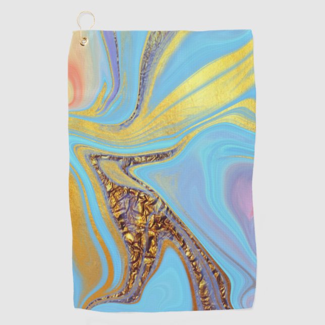Azure Gold Flow Golf Towel (Front)