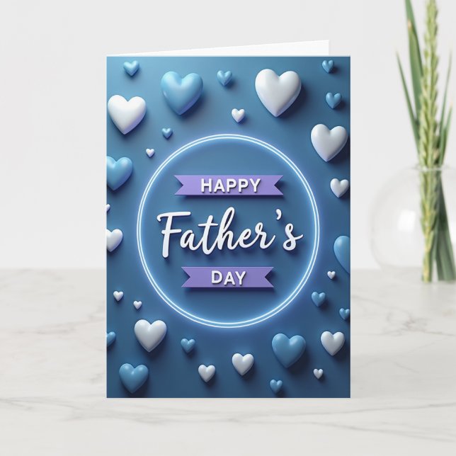 Azure Hearts Fathers Day Card (Front)