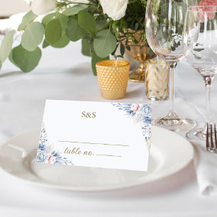 Azure & Ivory Floral Romance Wedding Place Card