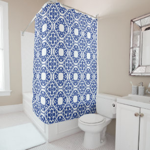 Azure Lattice Blue Geometric Floral Mediterranean