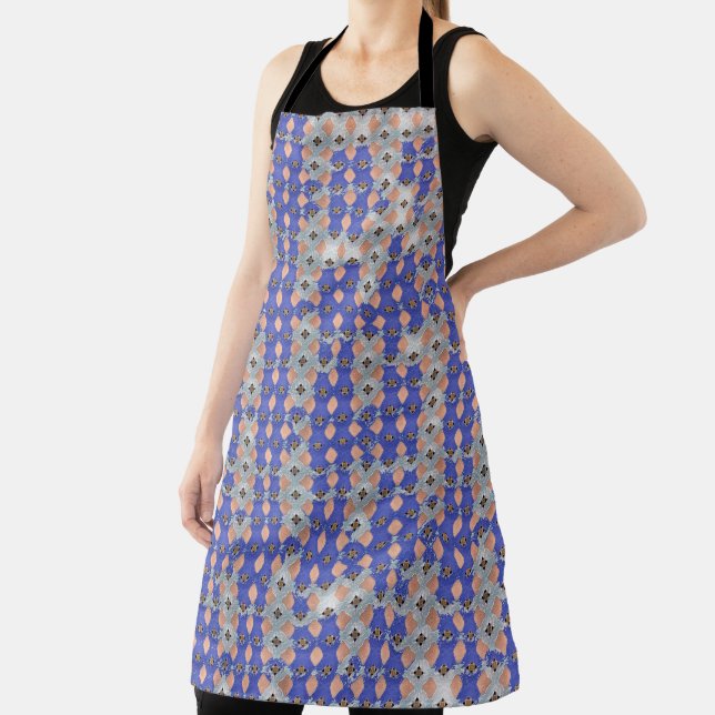 Azure Lattice Mosaic Geometric Pattern 1297 Apron (Insitu)