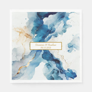 AZURE Marble Dreams Gala   Glitter Save The Date Napkin