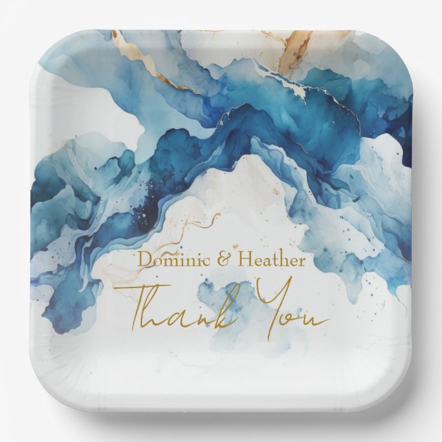 AZURE Marble Dreams Gala Paper Plate (Front)