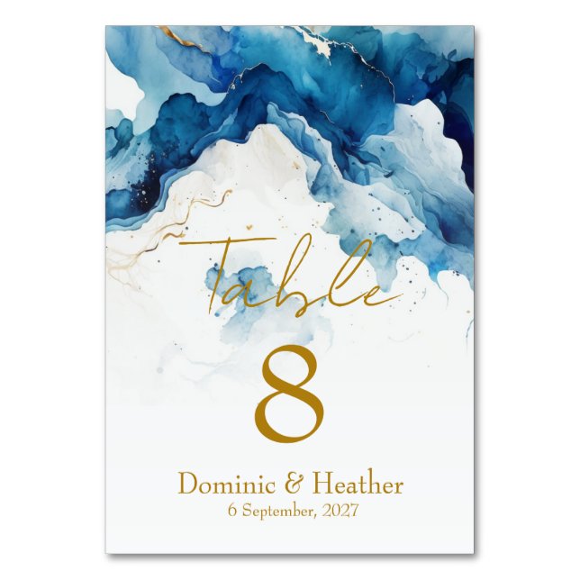 AZURE Marble Dreams Gala Table Number (Back)