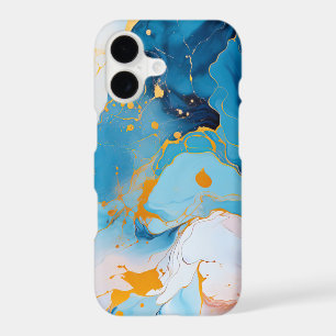 Azure Marble with Golden Splashes