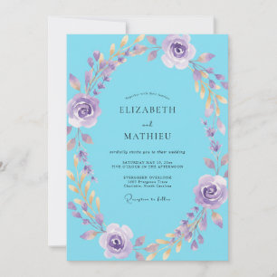 Azure Mauve Wreath Wedding Invitation