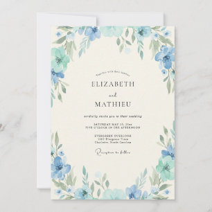 Azure Mint Foliage Eucalyptus Wedding Invitation