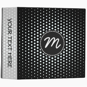 Azure mist Techno Dots Modern Black Monogram Binder