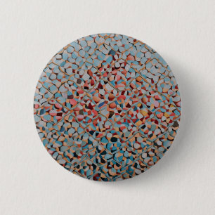 Azure Mosaic Flow Abstract Textured Pattern 2 Inch Round Button