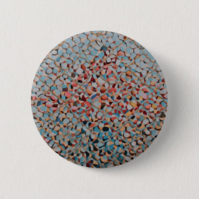 Azure Mosaic Flow Abstract Textured Pattern 2 Inch Round Button (Front)