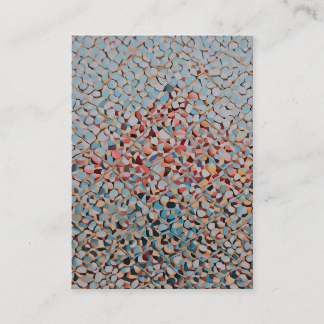 Azure Mosaic Flow Abstract Textured Pattern Business Card (Front)