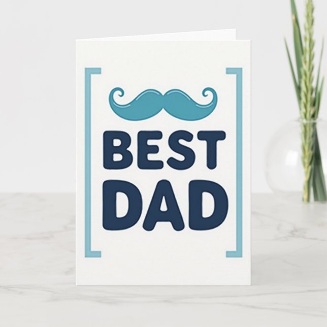 Azure Moustache Fathers Day Card (Front)