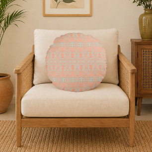 Azure Oasis Moroccan Geometric Round Pillow