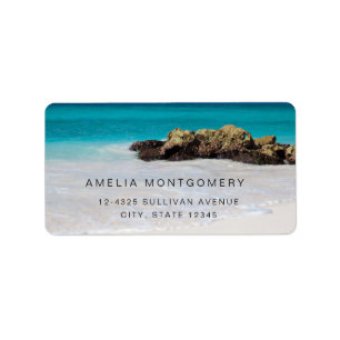 Azure Ocean Sandy Beach Photo Address Label