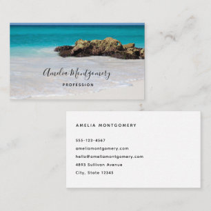 Azure Ocean Sandy Beach Photo Business Card