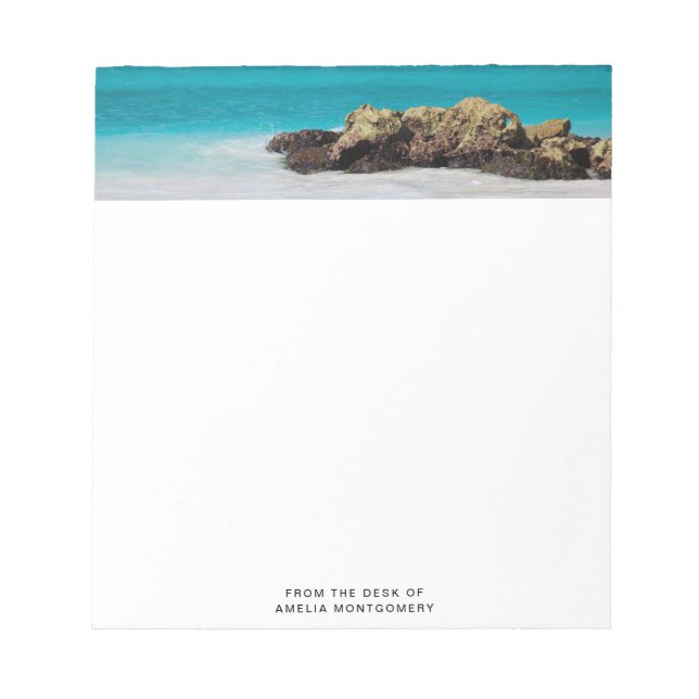 Azure Ocean Sandy Beach Photo Notepad (Front)