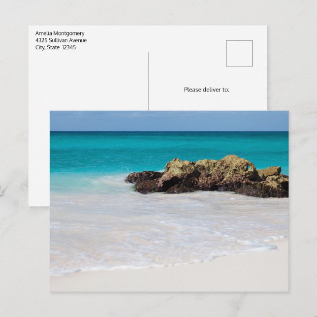 Azure Ocean Sandy Beach Photo Postcard (Front/Back)