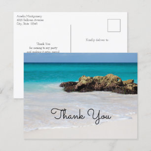 Azure Ocean Sandy Beach Photo Thank You Postcard