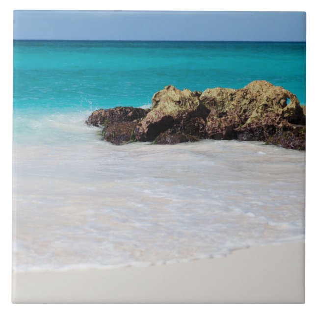 Azure Ocean Sandy Beach Photo Tile (Front)