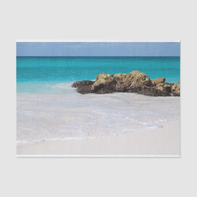 Azure Ocean Sandy Beach Photo Tissue Paper (Front)