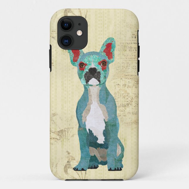 Azure Ornate French Bull Dog iPhone Case (Back)
