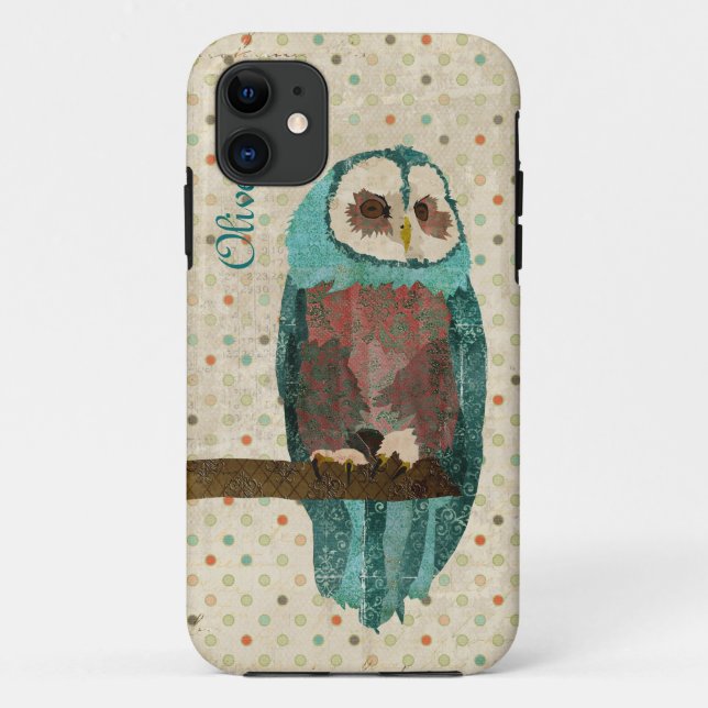 Azure Owl Vintage iPhone Case (Back)
