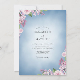 Azure Pastel Bouquet Eucalyptus Wedding Invitation